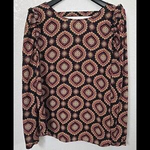 LOFT Top Women's Size M Long Sleeve Keyhole Cutout Back Blouse